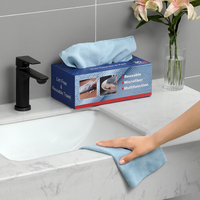 Chiffons de nettoyage en microfibre, lingettes intelligentes, boîte de 180 GSM, réutilisables, sans peluches, magiques, emballées, séchage rapide, sans bords, pour cuisine et bureau
