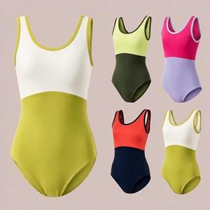 Maillot de Ballet para Niñas, Diseño Color Block, Traje de Danza para Actuaciones y Entrenamiento en Escenario - Product Image 1