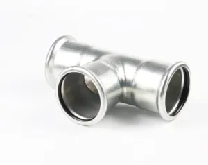 DVGW EN 10312 Pipe Equal SS304 SS316L M Profile Stainless Steel Tee Press Fittings For Water Pipeline