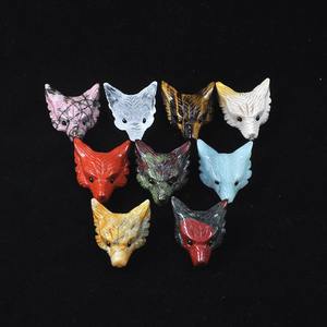 Pendentif tête de <span class=keywords><strong>loup</strong></span> en cristal de quartz pierre de sang percé, - Product Image 6