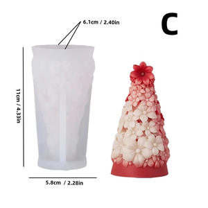 Moule en Silicone Arbre de Noël <span class=keywords><strong>pour</strong></span> Gâteau Mousse, <span class=keywords><strong>Kit</strong></span> Festif de Fabrication de <span class=keywords><strong>Bougies</strong></span> DIY avec Encens d'Aromathérapie et Outil de Meulage en Gypse - Product Image 4