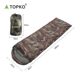 TOPKO 사용자 정의 디자인 로고 170T 폴리 에스터 육군 녹색 위장 얇은 침낭