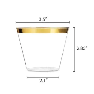 9oz कस्टम प्लास्टिक के कप के लिए फैंसी कप शादी और पार्टी भारी शुल्क गोल्ड कप