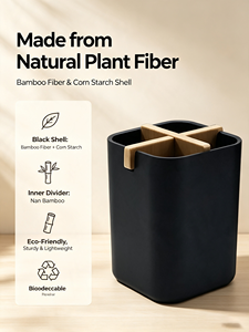 Organizador de Escritorio de Bambú Ecológico Personalizado con Separador de Bambú Extraíble para Maquillaje, Cepillos de Dientes, Papelería <span class=keywords><strong>y</strong></span> Cocina - Product Image 2