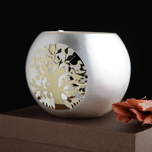 CODE SILVER Porte-bougie chauffe-plat en métal bicolore, fait main, durable, design arbre élégant pour la décoration intérieure et les occasions festives - Product Image 4