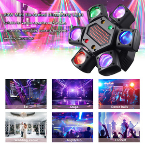 Faro mobile a 6 bracci Mini Beam 80W con effetto strobo, luci per feste, controllo remoto DMX512, per DJ, palcoscenici mobili, club e matrimoni - Product Image 6
