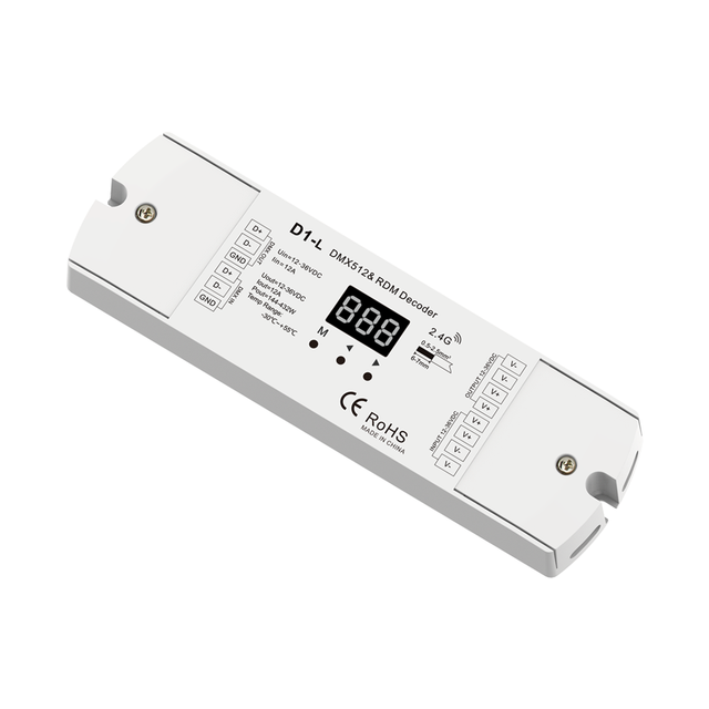 SKYDANCE D1-L 12-24VDC 15A 1 Channel Constant Voltage DMX512 RDM Decoder for Single Color LED Strip 360W Max Load 5-Year