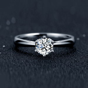 Moissanite Jewelry Set <strong>Solitaire</strong> Engagement Moissanite Silver <strong>Ring</strong> - Product Image 2