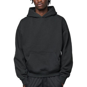 Sweat-shirt en laine noire chaude surdimensionné pour homme Healy, 100% coton, pull à capuche avec poche, logo personnalisé, unisexe - Product Image 1
