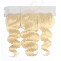Lot d'extensions de cheveux 613 naturels remy, body wave, couleur blonde platine, avec lace frontal, 10 à 30 pouces, en Stock