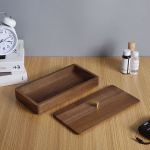 Solid Wood Jewelry <b>Box</b> Rectangle Elegant Storage <b>Box</b> For Necklace <b>Earring</b> Stud Portable Light Luxury Design - Product Image 2