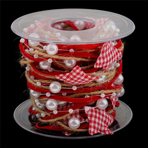 Breite 3 cm Weihnachts baum Sterne Band Perlen Kette Perle Spitze mit Leinen faden Für Kleidung Geschenke Vorhang Tasche Verpackung - Product Image 2