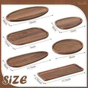 Juego de 6 Platos de Servir de Madera de Acacia, Bandejas de Madera Sólida, Tabla de Charcutería para Cocina, Tabla de Quesos y Aperitivos - Product Image 3
