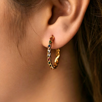 Boucles d'oreilles pendantes en cuivre plaqué or 18 carats, forme C torsadée, zircon multicolore, délicates et tendance, cadeau pour femme