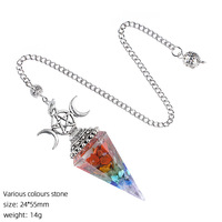 Pendentif Conique Orgone en Résine avec Graviers d'Améthyste Naturelle, Pendentif Hexagonal et Copeaux de Cristal de Quartz Rose pour la Guérison