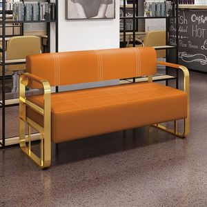 Modern Stainless Steel Hair Salon Waiting <b>Sofa</b> Light Luxury Design for Outdoor & Hotel Reception Areas - Product Image 5