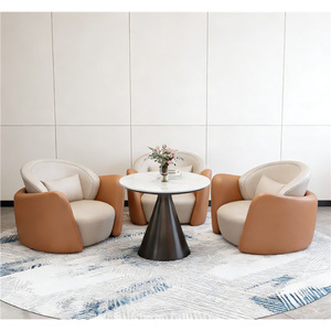 Ensemble de chaises d'attente, canapé rond en cuir pour bureau, hall d'hôtel, salon de beauté, espace de repos, design moderne et confortable - Product Image 4