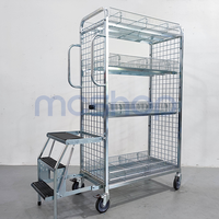 Échelle pliante pour camion avec filet métallique multicouche et chariot de magasinage d'entrepôt
