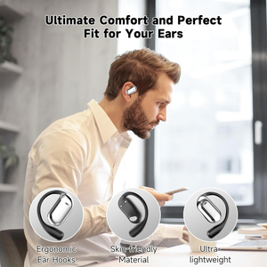Auriculares deportivos inalámbricos con gancho para la oreja, Auriculares deportivos inalámbricos para juegos, auriculares de baja latencia con tecnología de transmisión de sonido direccional - Product Image 5