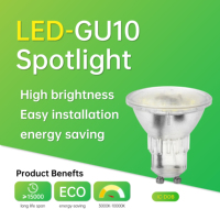 Spot LED GU10 3W à haute luminosité, encastré, pour l'éclairage domestique et hôtelier, certifié CE CB, spot à CRI élevé