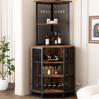 Étagère à Vin Murale Moderne en Bois Style Industriel avec MDF et Acier, Meuble d'Angle pour Bar, Cuisine, Salle à Manger et Salon