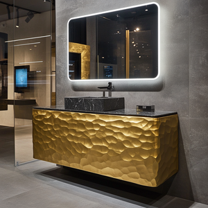 <span class=keywords><strong>Mobile</strong></span> da Bagno <span class=keywords><strong>Angolare</strong></span> di Lusso Personalizzato Oro con <span class=keywords><strong>Lavabo</strong></span> Stile Royal e Minimalista - Product Image 6