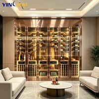 Armoire à vin haut de gamme en acier inoxydable à température constante avec éclairage LED, étagères en bois multicouches, portes en verre trempé