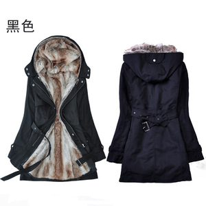 Manteau pour <span class=keywords><strong>femme</strong></span>, manteau long à capuche en fourrure épaisse coréenne pour <span class=keywords><strong>femme</strong></span>, vêtements d'hiver pour <span class=keywords><strong>femme</strong></span> 2023 - Product Image 5