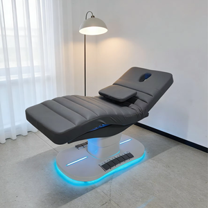 Camilla de masaje de cuero marrón chocolate DM, superventas, de lujo, para salón, con tres motores, eléctrica, para cosmética y masajes. - Product Image 1