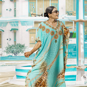 Prix usine été Boho Long <span class=keywords><strong>Caftan</strong></span> Kimono pour dames afrique imprimer robe tissée Empire grande taille couverture pour Dubai Beach femmes - Product Image 2