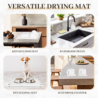 Tapis de séchage multi-usages en marbre sans amiante CC, 5 pièces, pour évier de cuisine, lavabo, tasses et bouteilles