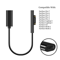 Câble adaptateur d'alimentation femelle USB type-c 20cm 15V 3A chargeur PD à charge rapide pour Microsoft Surface Pro 4/5/6 Go tresse
