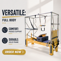 Reformer de Pilates 3-en-1 réglable en chêne, écologique, pour studio et salle de sport à domicile