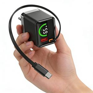 quick charger 65w gan <b>c</b> <b>type</b> With Retractable Cable QC3.0 Fast Charger <b>Adapter</b> for Laptop for Phone Travel <b>Adapter</b> Custom - Product Image 2