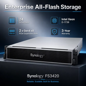 NAS All-Flash Rackmount a 24 Bay FS3420 con Xeon D 8 Core, Dual 10GbE, ISCSI <span class=keywords><strong>SAN</strong></span>, Storage SSD Enterprise, 192GB <span class=keywords><strong>RAM</strong></span> - Disponibile - Product Image 2