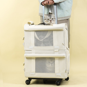 Luxe Double-Decker Bus Pet Trolley Case Solide Robuste Respirant Mesh Réglable Nouveau Grand Espace <span class=keywords><strong>Sac</strong></span> À <span class=keywords><strong>Dos</strong></span> <span class=keywords><strong>pour</strong></span> Deux Chats Chiens - Product Image 5