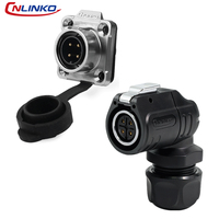 Connecteur d'alimentation industriel Cnlinko IP68 en plastique et métal LP16 90 degrés 4 broches mâle-femelle, connecteur de câble étanche LED