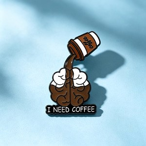 Pins de Esmalte Divertidos de Café, Broche Criativo de Café e Cérebro, Distintivo de Lapela, Joia para Mochilas e Roupas, Presente - Product Image 2