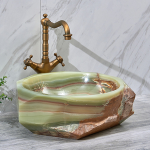 Lavabo <span class=keywords><strong>da</strong></span> <span class=keywords><strong>Bagno</strong></span> Unico in Giada Verde Naturale, Lavabo Artistico in Marmo per Piano d'<span class=keywords><strong>Appoggio</strong></span> - Product Image 2