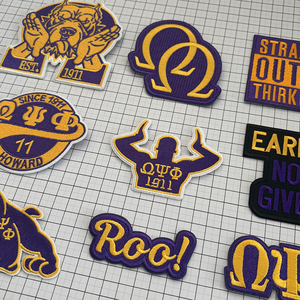Parches Termoadhesivos de la Fraternidad Omega Psi Phi 1911, Parches Bordados con Letras Griegas en Morado y Dorado para Decoración de Chaquetas - Product Image 3