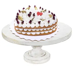 Verontruste Wit Ronde Houten Voetstuk Houder Display Wedding Cake Stand Voor Presenteren Broodjes