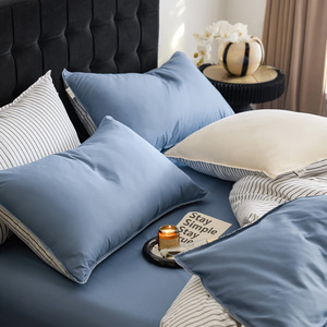 ชุดสี่ชิ้นสีทึบปรับแต่งได้200TC ผ้าฝ้าย100% สไตล์ยุโรปอเมริกันสำหรับทุกฤดูกาลหรูหราเบา - Product Image 4