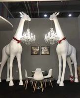 Lampadaire Girafe Style Nordique, Lustre LED en Cristal, Grande Sculpture en Fibre de Verre Haute Luminosité pour Hall d'Hôtel, Villa, Salon