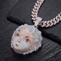 Colgante de Moissanita Iced Out de Moda: Joyería de Retrato de Dibujos Animados con Pavé Completo para Hombre, Regalo de Streetwear