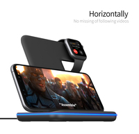 Support de téléphone pliable 3 en 1 avec chargeur sans fil, organisateur de bureau avec support de chargeur sans fil pour iPhone Android