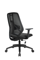 Chaise de bureau ergonomique moderne avec dossier en maille respirante, hauteur réglable, siège pivotant, structure en plastique, idéale pour de longues heures de travail à domicile