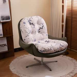 Silla Giratoria con Estructura <span class=keywords><strong>de</strong></span> Cuero y Cojín <span class=keywords><strong>de</strong></span> Lino, Silla <span class=keywords><strong>de</strong></span> Salón Moderna, Cómoda, Acolchada y Elegante para el Hogar - Product Image 2