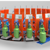 Équipement de remplissage de GPL pneumatique entièrement automatique haute précision pour produits alimentaires et chimiques, remplissage rotatif de bouteilles de 10-25 kg