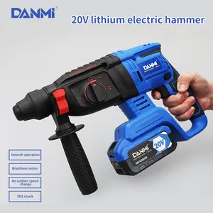 DANMI Heavy Duty Lithium Battery SDS Plus Rotary Hammer Dril Cordless Hammer Drill Machine