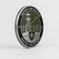 Pièce de défi personnalisée de style antique pour la remise des diplômes de la Border Patrol - Médaille commémorative de la Watchtower en alliage de zinc moulé sous pression, émail argenté et noir